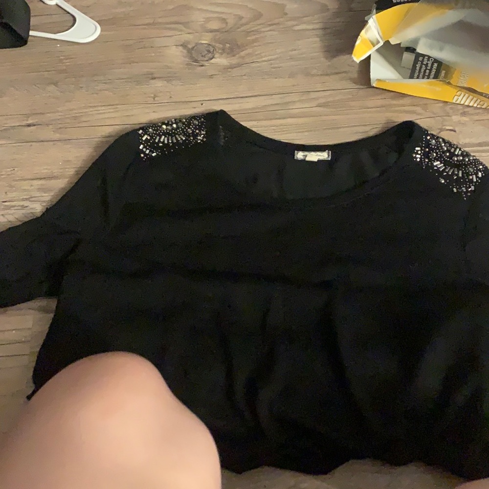 Women’s XL black sweater with beads and stones
